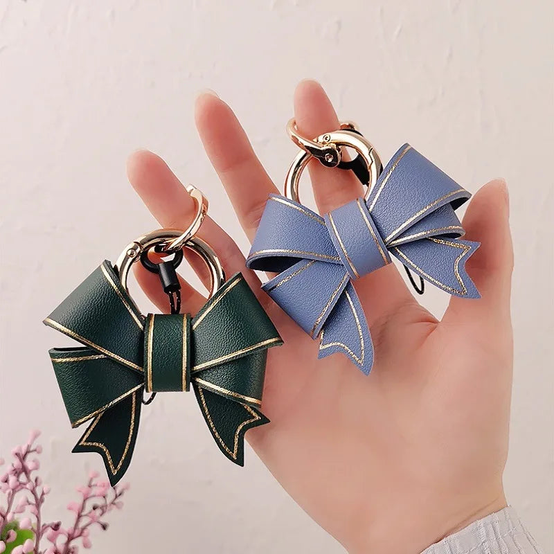 Fashion Bow Handbag Pendant Lovely Pink Keychain Accessories Delicate Bowknot Hanging Decoration Anti-loss Key Chains for Women
