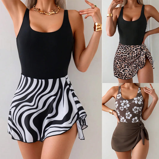 One Piece Swimdress Swimsuits for Women Tummy Control Swim Skirt Bathing Suit for Women