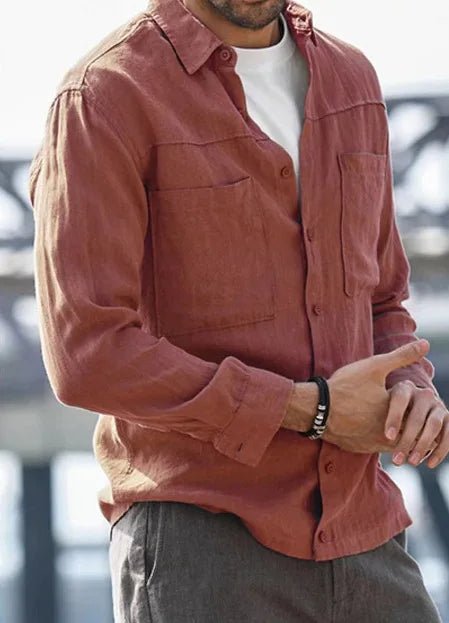 Back in Stock New Men's Casual Shirt European Size Solid Color Simple Long Sleeve Shirt Men Long Sleeve T Shirt