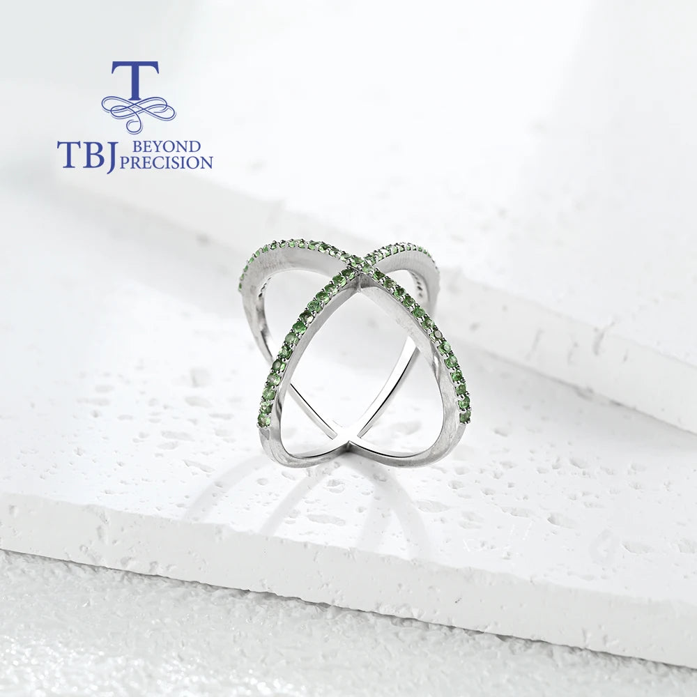 Traci K Beauty Jewelry Beyond Precision Gorgeous Designer chic Ring  925 Sterling Silver for Women Natural Tsavorite Gemstone Fashion Jewelry Anniversay Party Gift