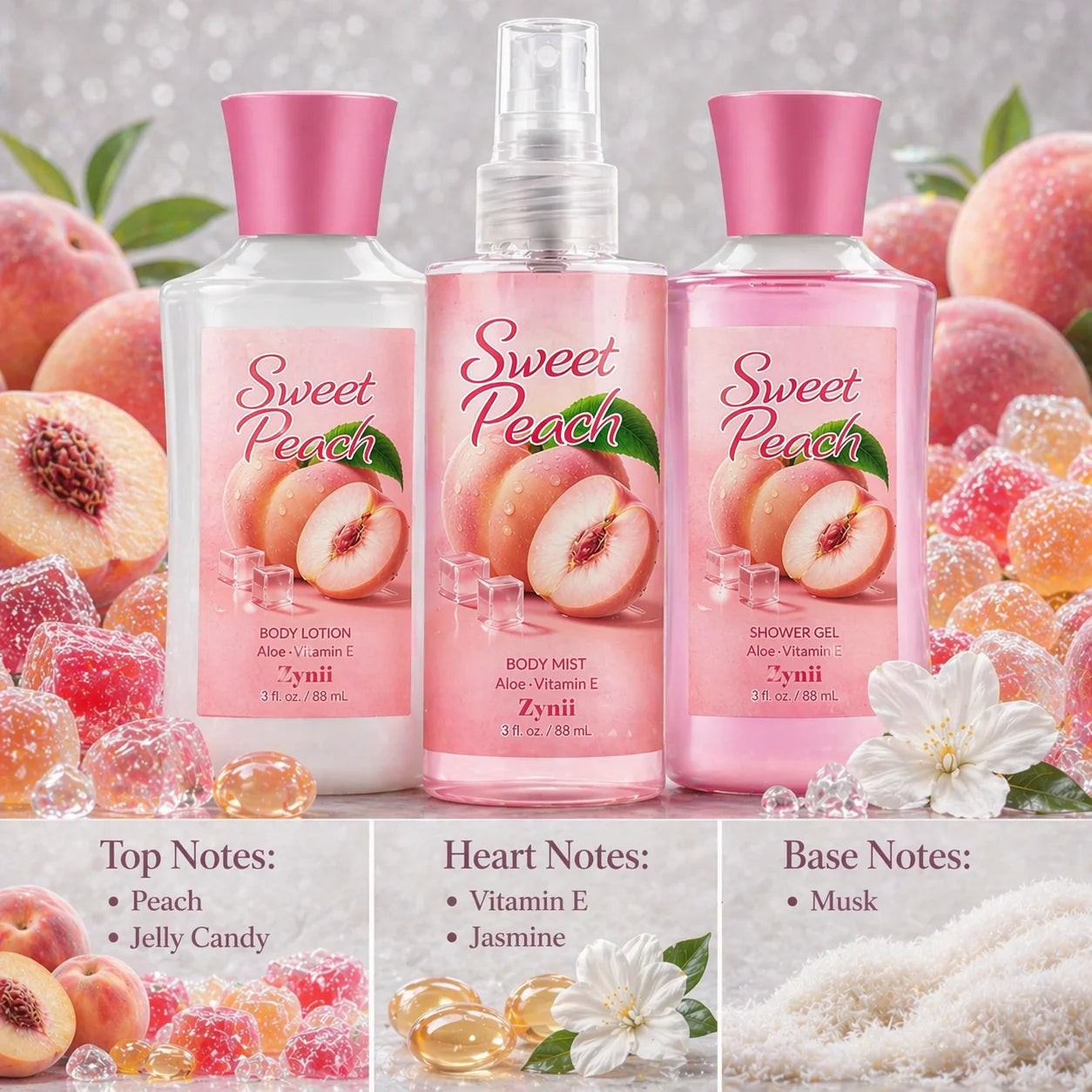 (6 Fragrances to choose from)Gift Sets – Travel Bath & Body Kit (88ml Shower Gel, 88ml Body Lotion, 88ml Body Mist) Luxurious Foam, Fresh Deodori