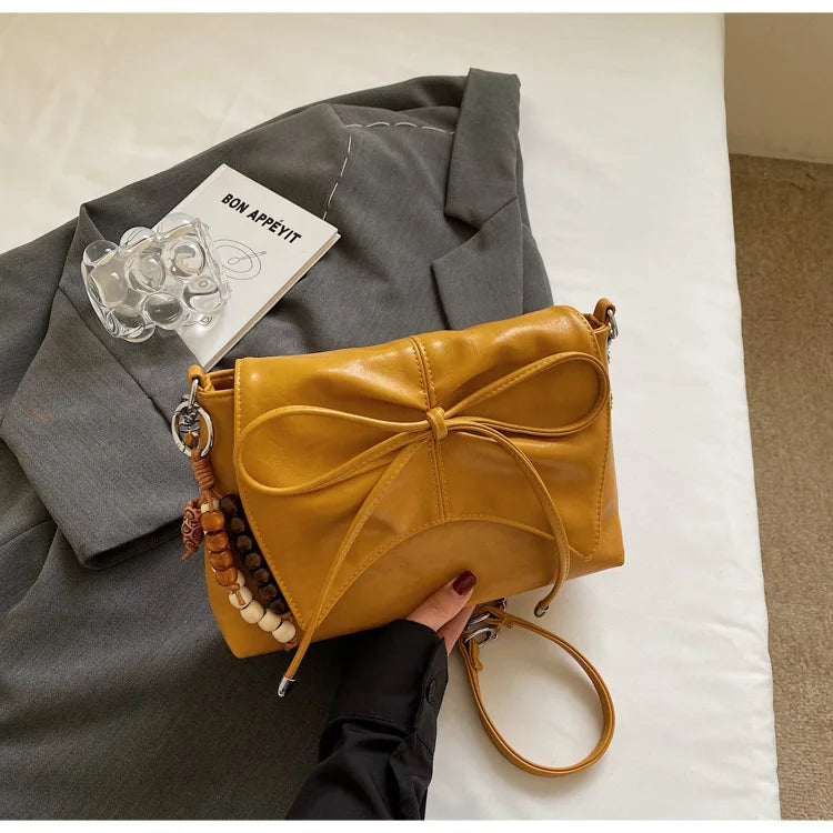 2025 Put a Bow On It HOBO Square Bag for Women, Minimalist Shoulder Crossbody Purse, Fashionable Handbag