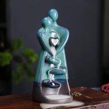 Load image into Gallery viewer, Creative Ceramic Craft Home Decor Lover Type Backflow Incense Burner Incense Censer Stick Holder (Without Incense)
