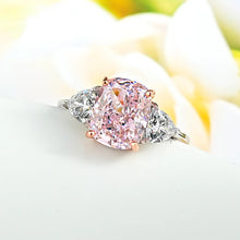 Load image into Gallery viewer, Luxury Pink diamond Radiance ice cut 925 silver ring set with high carbon diamond temperament versatile ice cut
