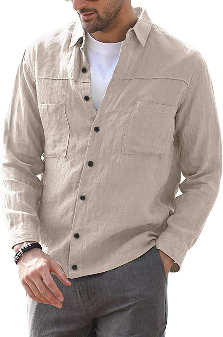 Back in Stock New Men's Casual Shirt European Size Solid Color Simple Long Sleeve Shirt Men Long Sleeve T Shirt