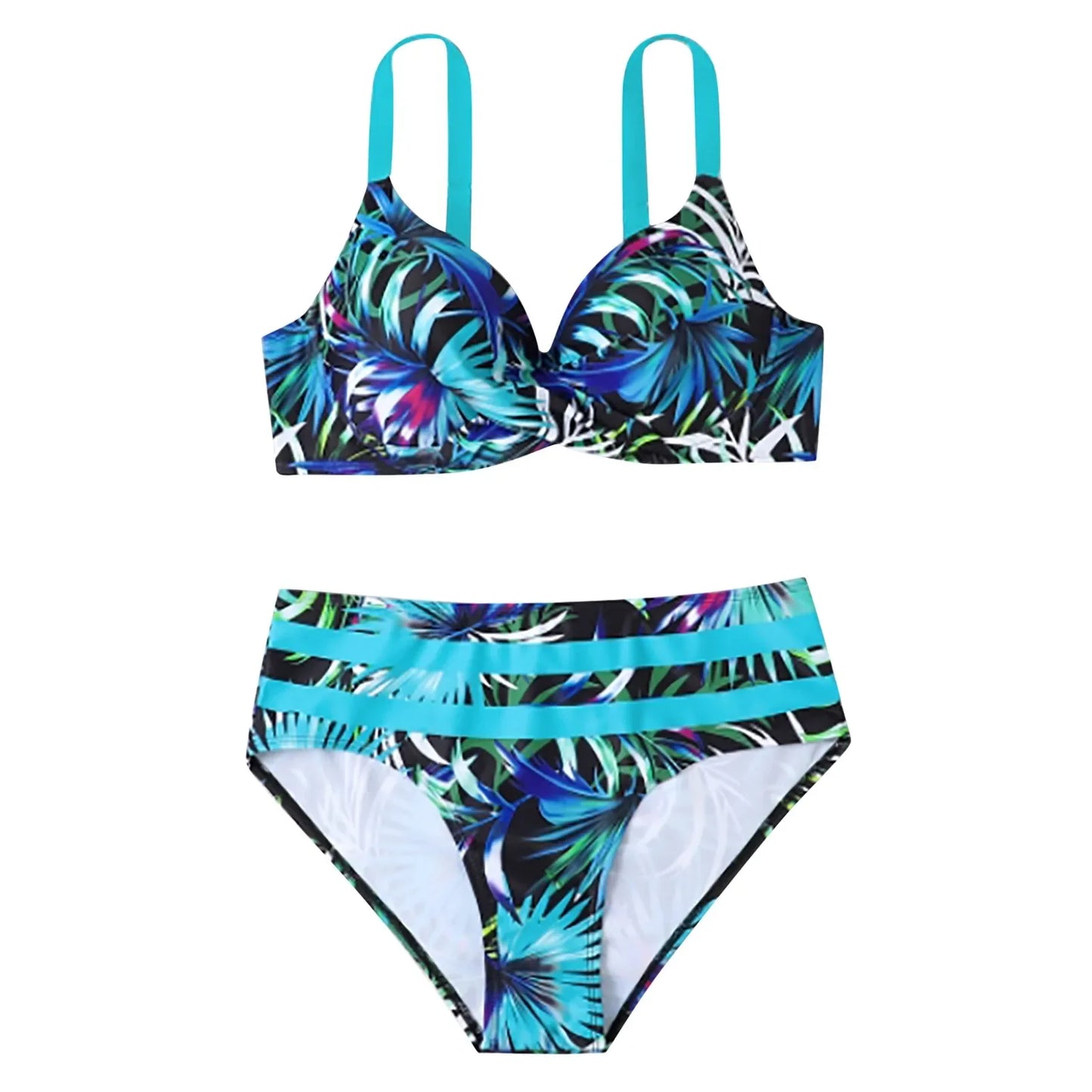 Botanical Print Tankini Swimwear Women'S 2 Piece Bikini Set Summer Sexy Swimsuit 2pcs Beach Bathing Suit Ladies Bikinis Outfit