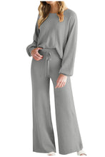 Load image into Gallery viewer, Round Neck Long Sleeve Top and Pants Set
