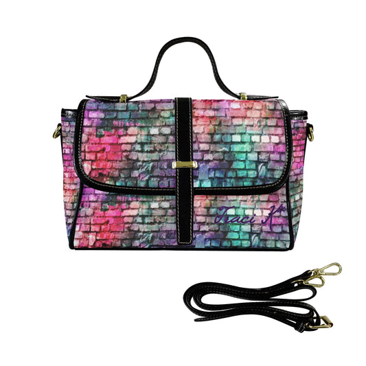 Traci K Designer Colorful Brick Wall Multi Functional Sachel Bag Multi-Function Satchel-Black (Model 1740)