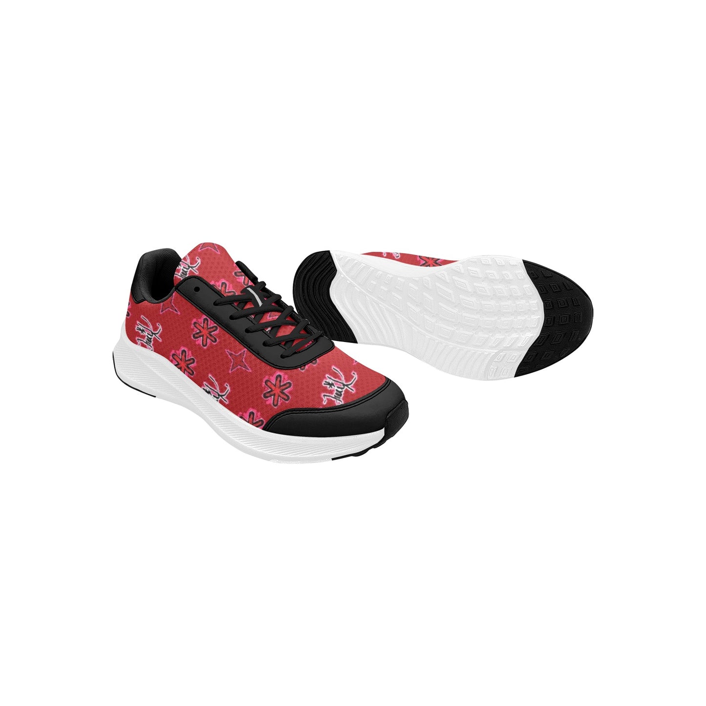Traci K Designer Signatured Pattern Athletic Shoes Red/Black Women's Mudguard Running Shoes (Model 10092)