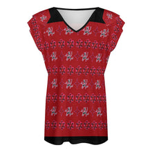Load image into Gallery viewer, Traci K Signatured Designer V-neck T-shirt Women&#39;s Ruffle Sleeve V-Neck T-Shirt

