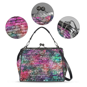 Traci K Signatured Colorful Brickwall KissLock Bag Kisslock Crossbody Shoulder Bag (Model 1752)