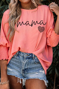 MAMA Round Neck Lantern Sleeve Blouse