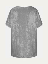 Load image into Gallery viewer, Full Size Sequin V-Neck Short Sleeve Top
