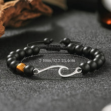 Load image into Gallery viewer, Wave Length Bracelet Inspirational Ocean Wave Motif Bracelet, Black Onyx &amp; Tigereye Beads, Fashionable Imitation Jade, with Encouragement for Tough Times, for Son, Grandson, Friend, Colleague, Ideal for Christmas, New Year, Graduation, Valentine&#39;S Day
