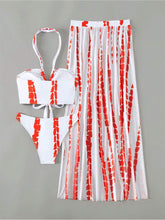 Load image into Gallery viewer, Printed Halter Neck Three-Piece Swim Set
