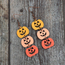 Load image into Gallery viewer, Wooden Contrast Pumpkin Earrings
