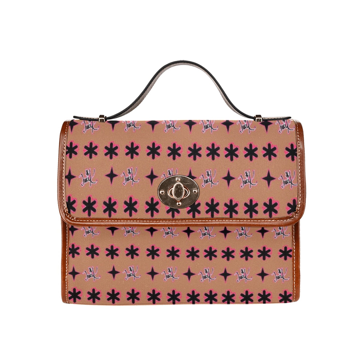 Traci K Original Signatured Pattern Bag Waterproof Canvas Bag-Brown (All Over Print) (Model 1641)