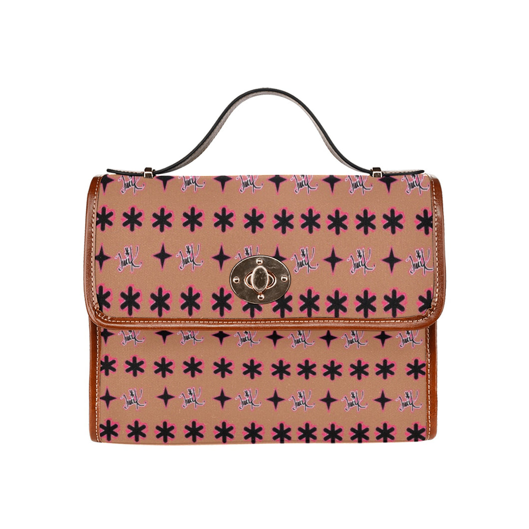Traci K Original Signatured Pattern Bag Waterproof Canvas Bag-Brown (All Over Print) (Model 1641)