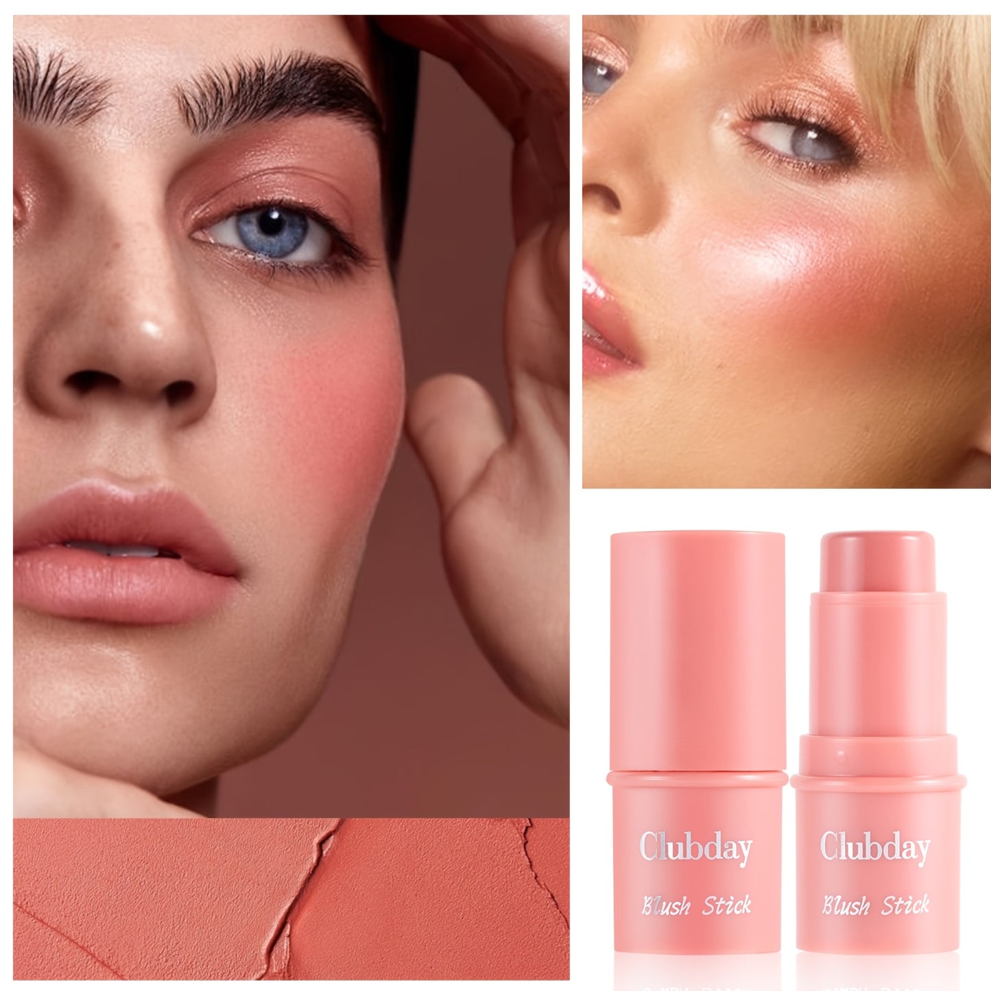 Clubday Water Jelly Makeup by Traci K Beauty Box 4pcs/set Contour Blush Stick Set for Cheeks, Face Makeup Beauty, Jelly Foundation, Eye Brightener, Pink Peach Cream Blush Kit