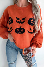 Load image into Gallery viewer, Pumpkin Pattern Round Neck Sweater
