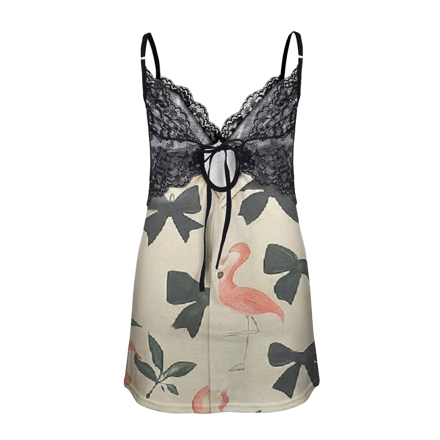 Traci K Designer Satin Lace Low Cut Backless Lingerie Lace Low Cut Backless Cami Dress (Model D72)