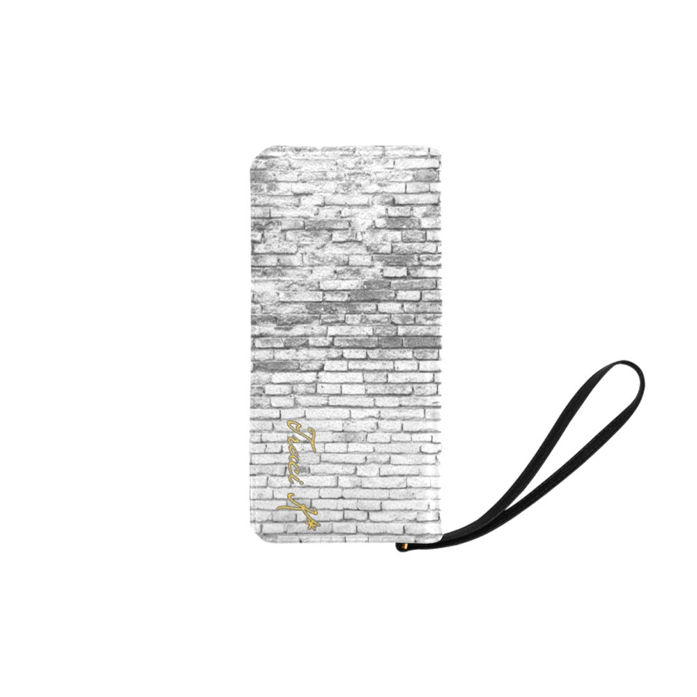 Traci K Signatured DesignerCracked white grunge womens Women's Clutch Purse (Model 1637)