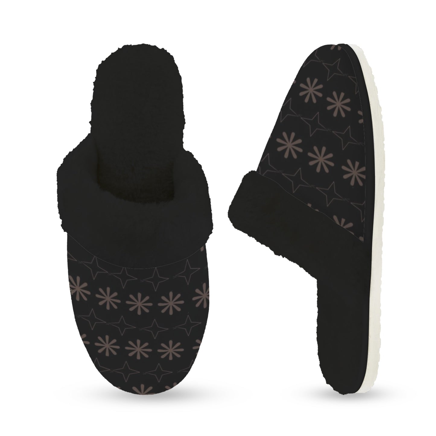 Traci K Signature Designer Womens Slippers Women's Fur Trim Thick-Sole Indoor Slippers