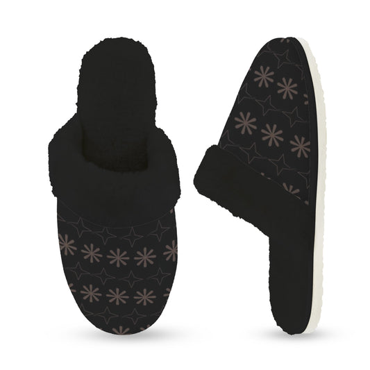 Traci K Signature Designer Womens Slippers Women's Fur Trim Thick-Sole Indoor Slippers