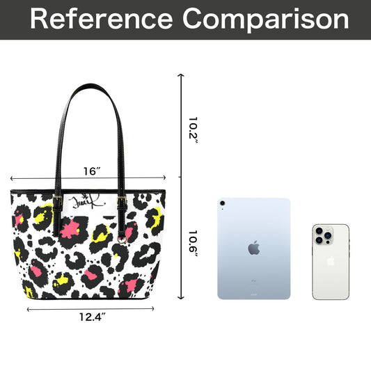 Traci K Designer Animal Print Leather Tote Leather Tote Bag-Small Model (1651)