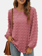 Load image into Gallery viewer, Swiss Dot Round Neck Long Sleeve Blouse
