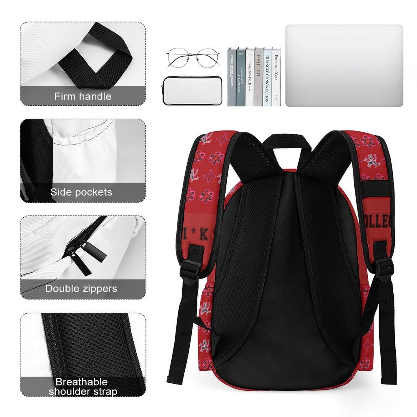Traci K Varsity Half printed backpack Designer One of  Kind