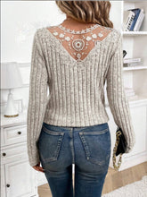 Load image into Gallery viewer, Lace Detail V-Neck Long Sleeve T-Shirt
