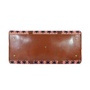 Traci K Designer Patterned Large Capacity Travel Bag Leather Large Capacity Travel Bag-Large (Brown Long Patch) (1736)