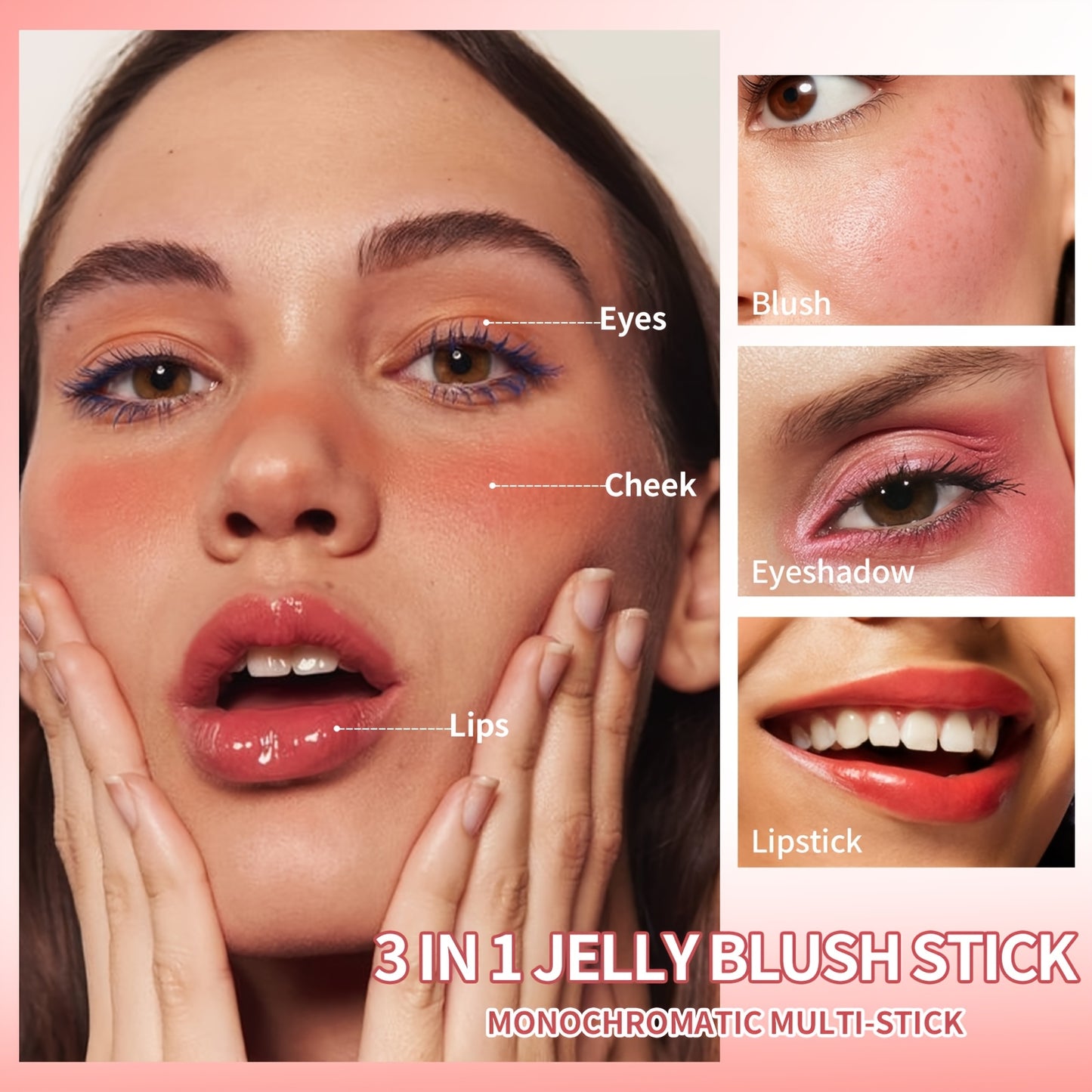 Clubday Water Jelly Makeup by Traci K Beauty Box 4pcs/set Contour Blush Stick Set for Cheeks, Face Makeup Beauty, Jelly Foundation, Eye Brightener, Pink Peach Cream Blush Kit