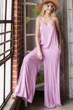 Load image into Gallery viewer, Veveret Pocketed Spaghetti Strap V-Neck Wide Leg Jumpsuit
