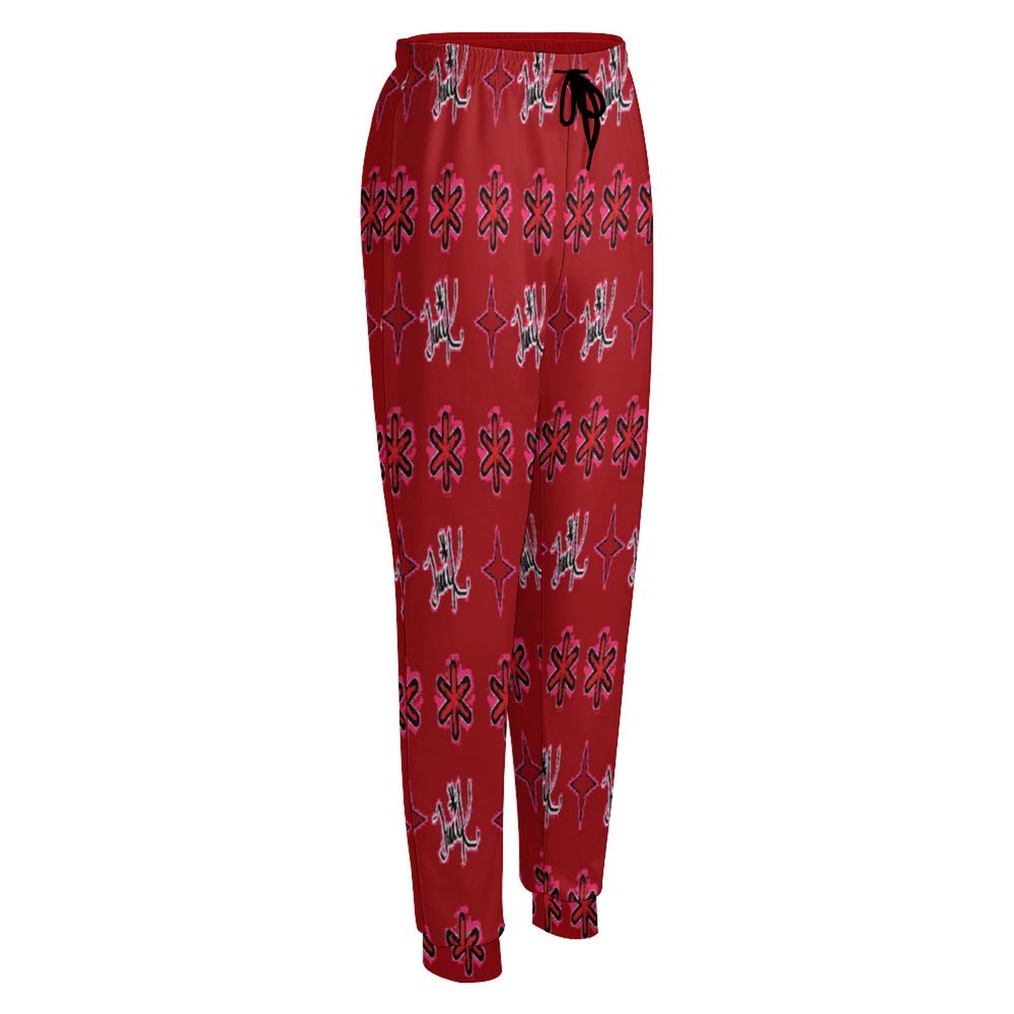 Traci K Signatured Patterned Joggers Red Pant Women's Sweatpants
