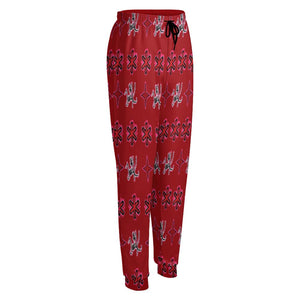 Traci K Signatured Patterned Joggers Red Pant Women's Sweatpants