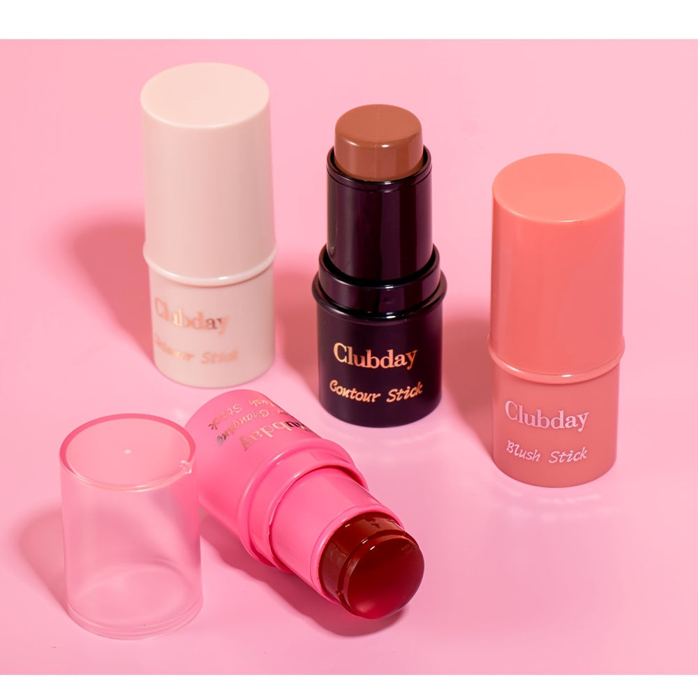 Clubday Water Jelly Makeup by Traci K Beauty Box 4pcs/set Contour Blush Stick Set for Cheeks, Face Makeup Beauty, Jelly Foundation, Eye Brightener, Pink Peach Cream Blush Kit