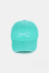 Zenana Bow Embroidered Washed Cotton Caps