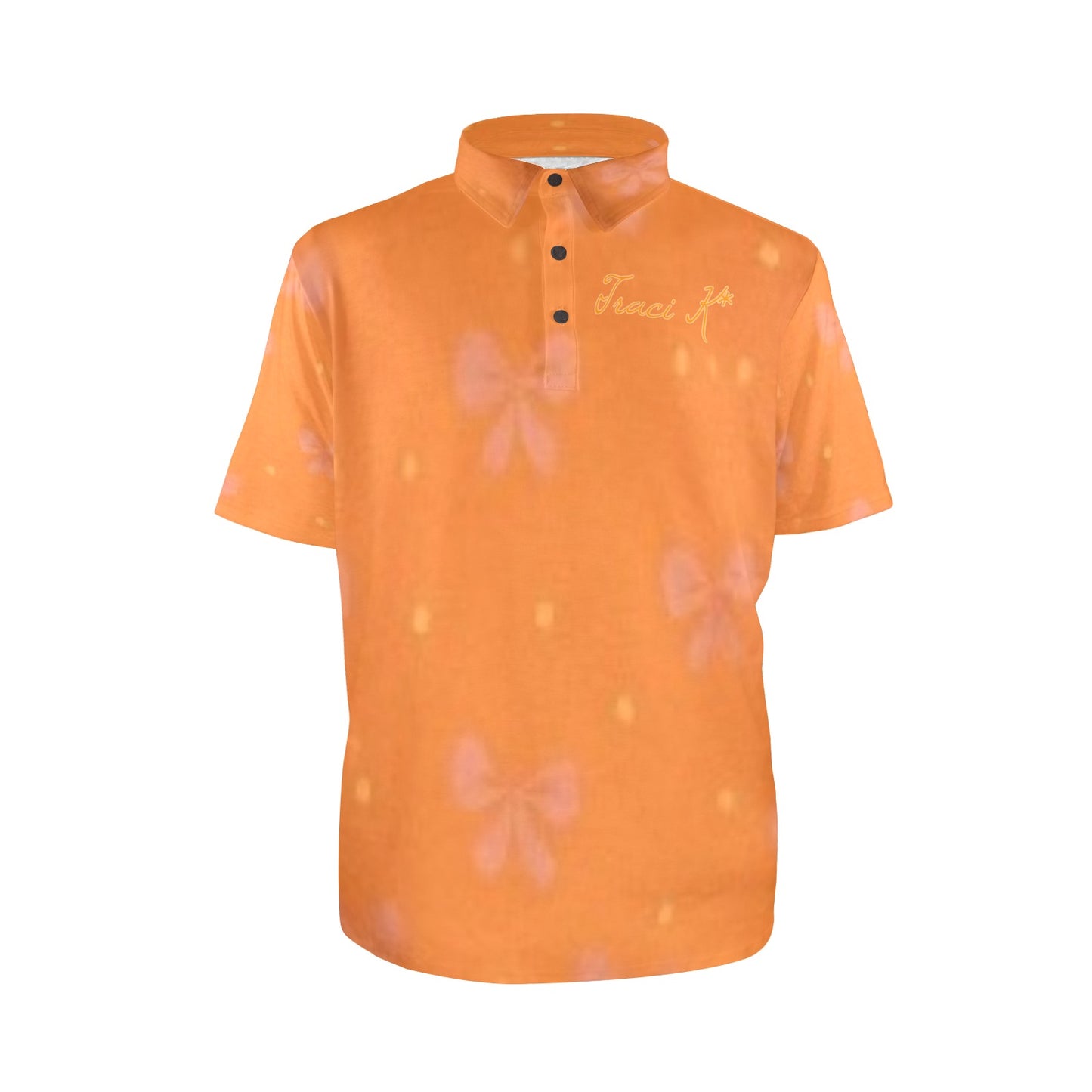 Traci K Orange Put a Bow On It Designer Men Polo Shirt Men's All Over Print Polo Shirt (Model T55)