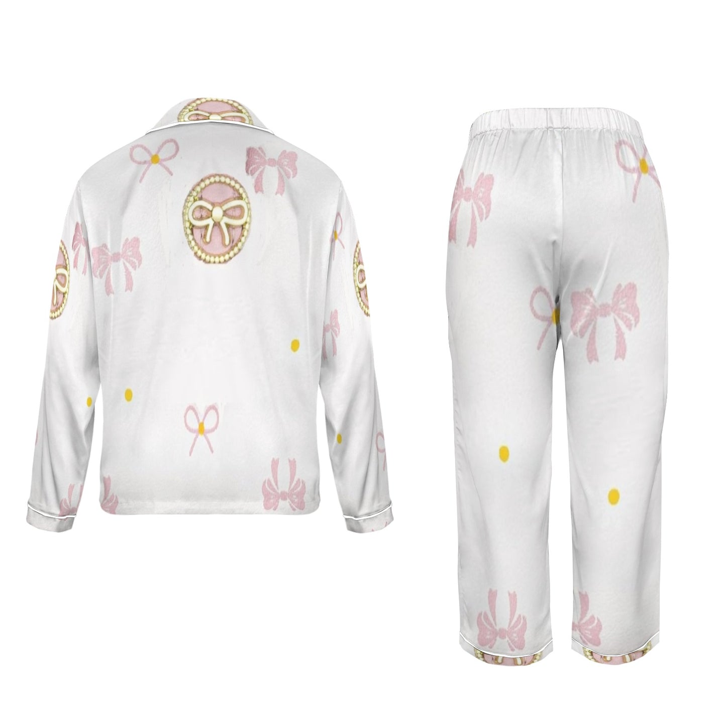 Traci K Designer Put a Bow On It PJ Satin Set Women's Long Sleeve Satin Pajama Set