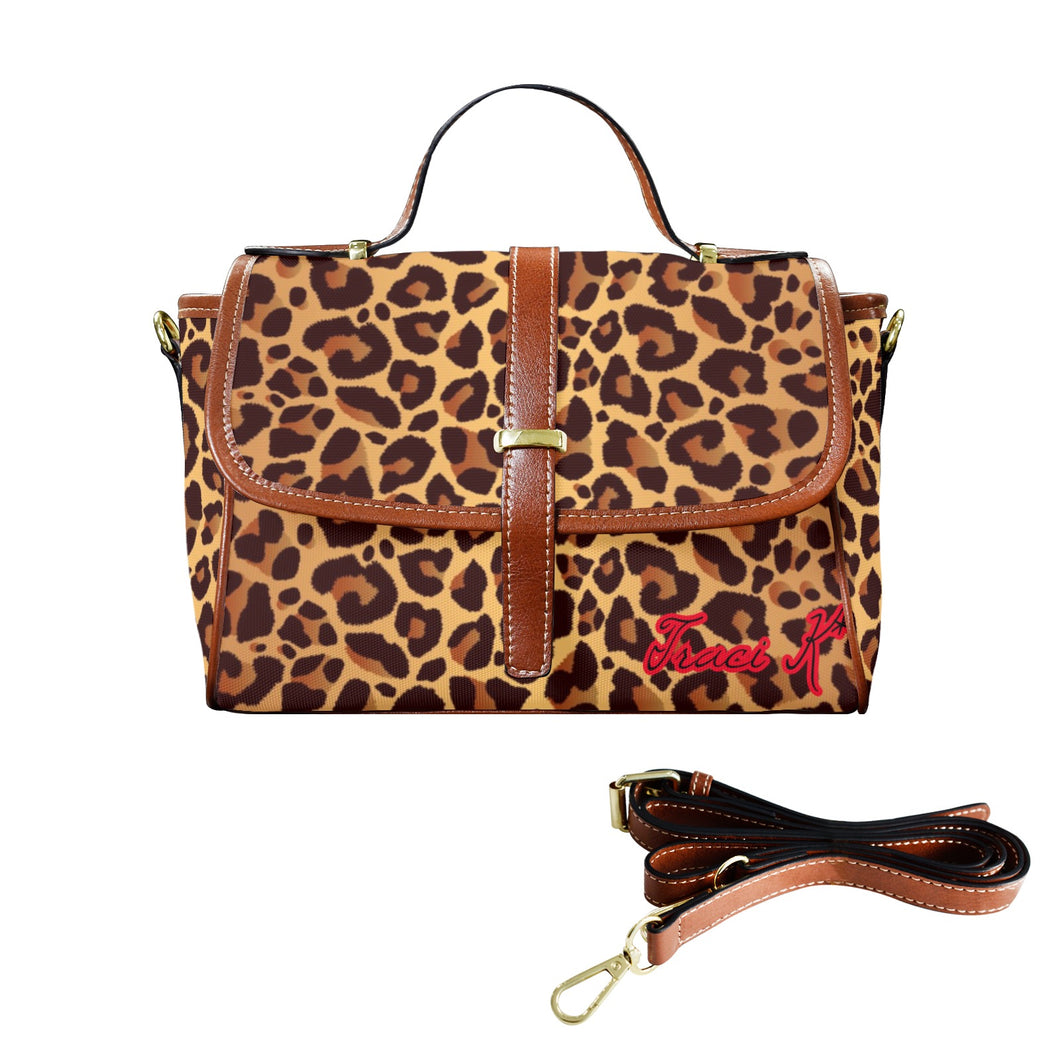Traci K* Signatured Designer Leopard Pattern Satchel Bag Multi-Function Satchel-Brown (Model 1740)