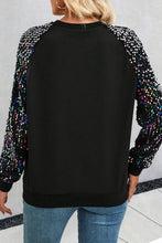 Load image into Gallery viewer, Sequin Round Neck Long Sleeve Blouse
