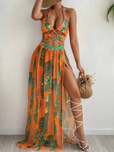 Load image into Gallery viewer, Printed Halter Neck Three-Piece Swim Set
