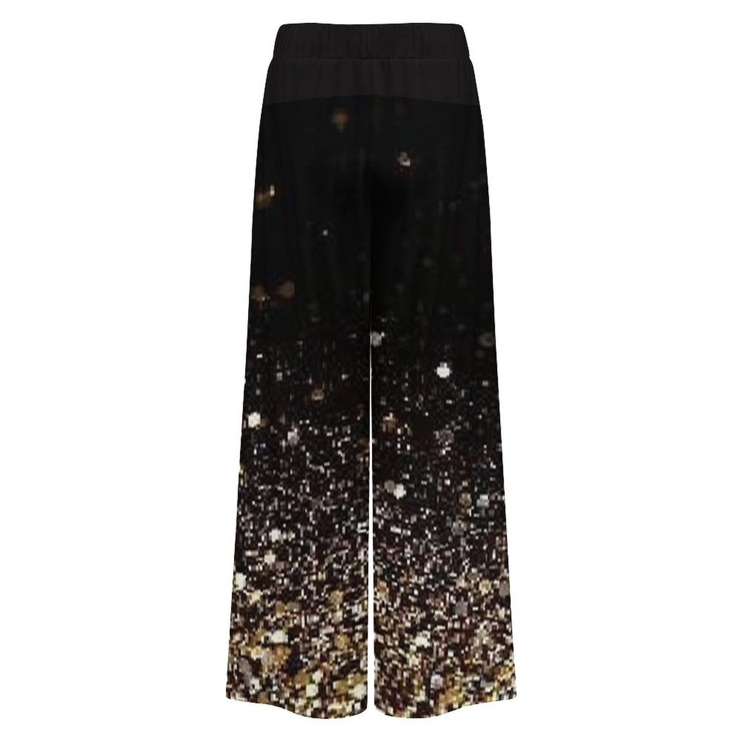 New Year Gold Sparkle All-Over Print Women’s Wide-Leg Pants by Traci K Collection