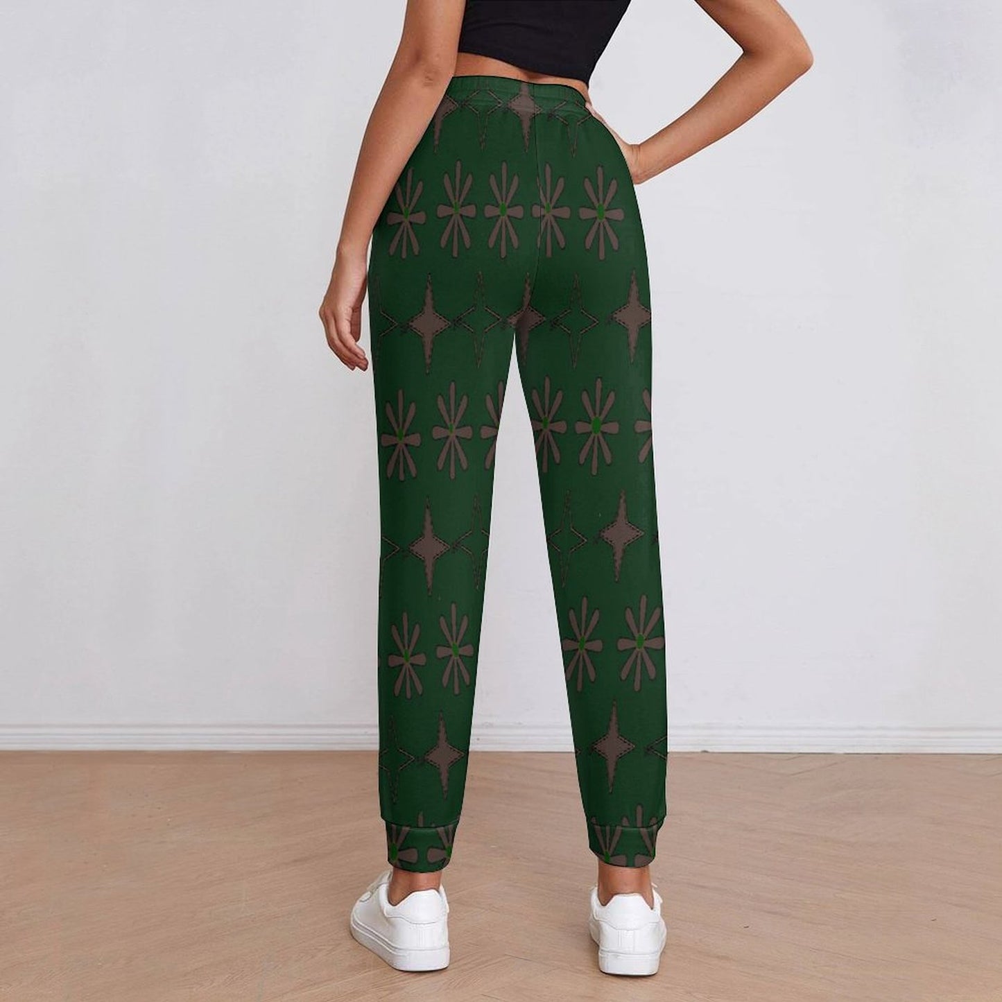Traci K Luxury Designer Women's all Jogger Pants Women's All Over Print Joggers Green