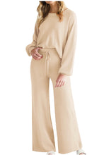 Load image into Gallery viewer, Round Neck Long Sleeve Top and Pants Set
