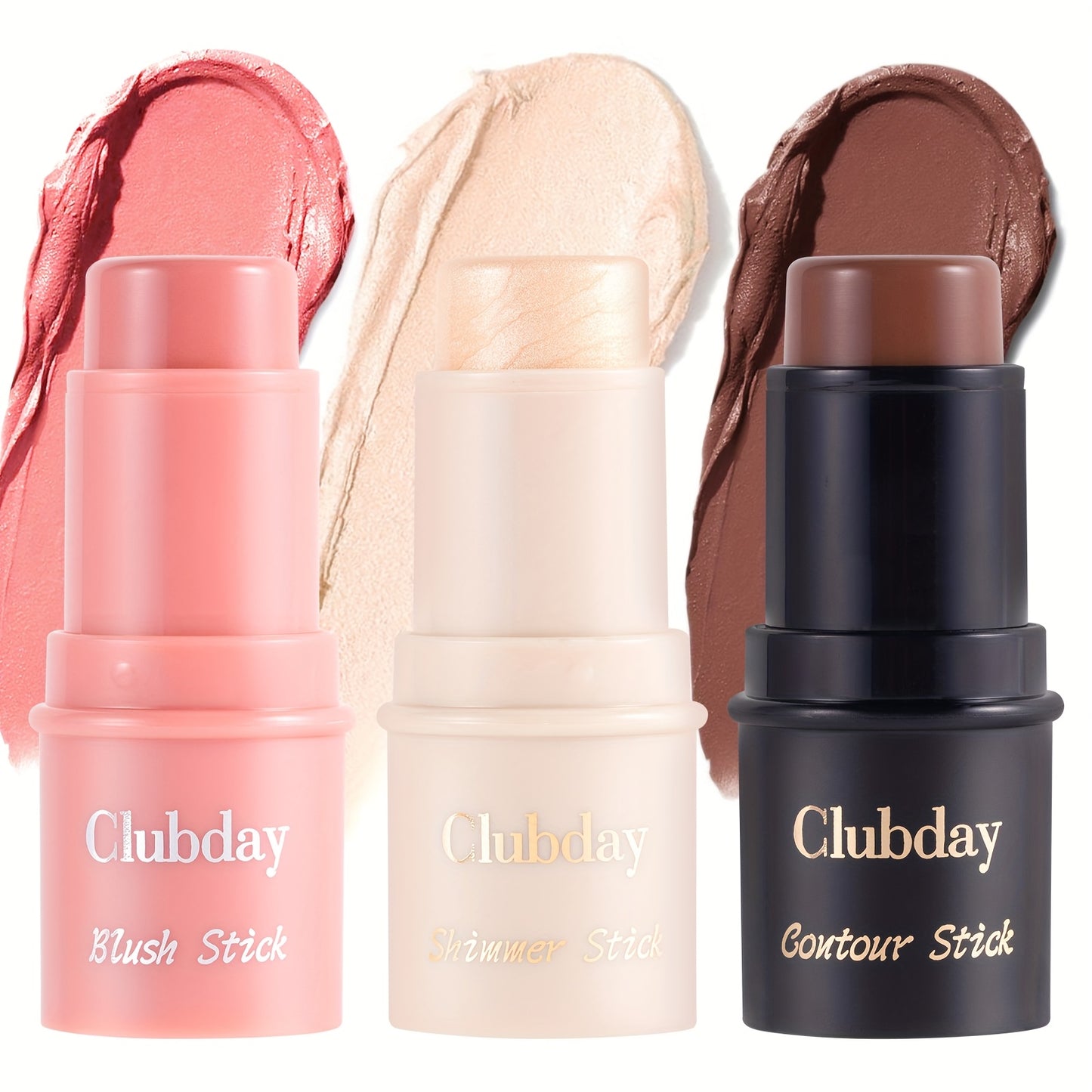 Clubday Water Jelly Makeup by Traci K Beauty Box 4pcs/set Contour Blush Stick Set for Cheeks, Face Makeup Beauty, Jelly Foundation, Eye Brightener, Pink Peach Cream Blush Kit