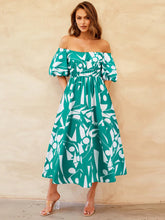 Load image into Gallery viewer, Printed Off-Shoulder Balloon Sleeve Dress
