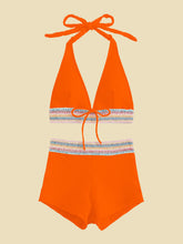 Load image into Gallery viewer, Backless Textured Halter Neck Two-Piece Swim Set
